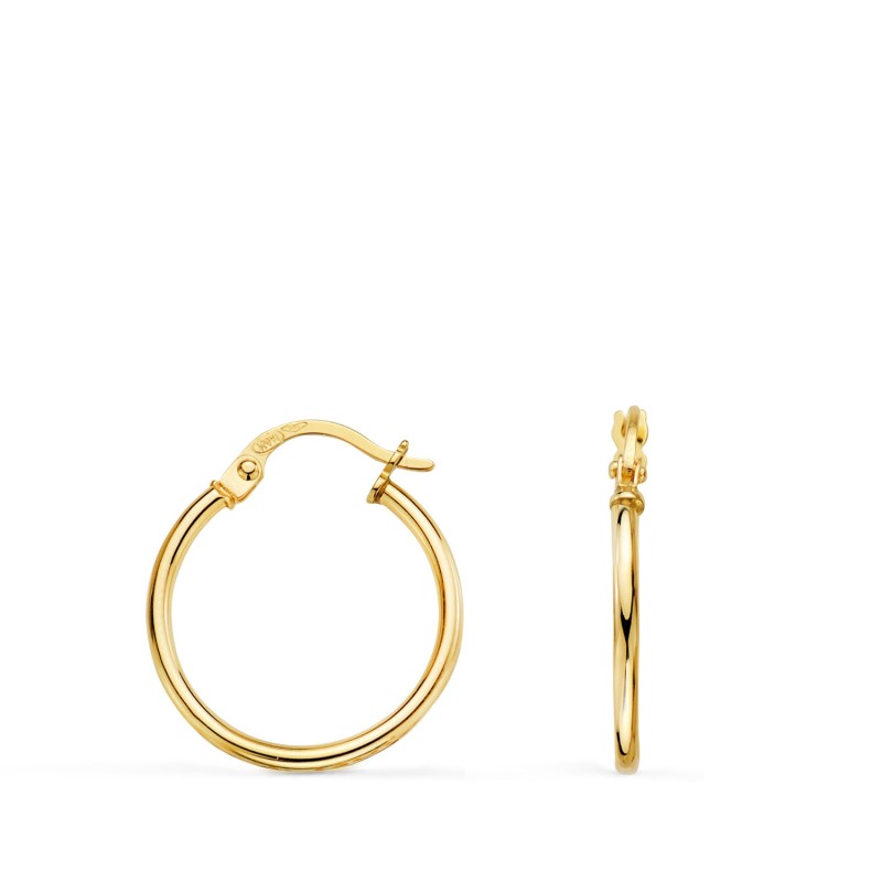 Pendientes Aros Criollas Oro Amarillo Huecos Redondos Tubo Redondo 18 Mm. Grosor 1,5 Mm oro 18k