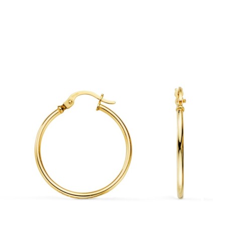 Pendientes Aros Criollas Oro Amarillo Huecos Redondos Tubo Redondo 21 Mm. Grosor 1,5 Mm oro 18k
