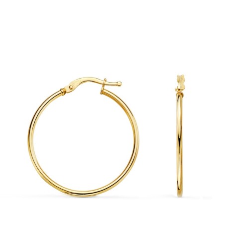 Pendientes Aros Criollas Oro Amarillo Huecos Redondos Tubo Redondo 28 Mm. Grosor 1,5 Mm oro 18k