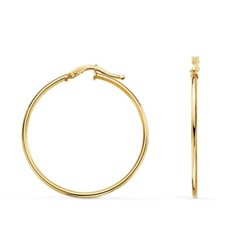 Pendientes Aros Criollas Oro Amarillo Huecos Redondos Tubo Redondo 33 Mm. Grosor 1,5 Mm oro 18k