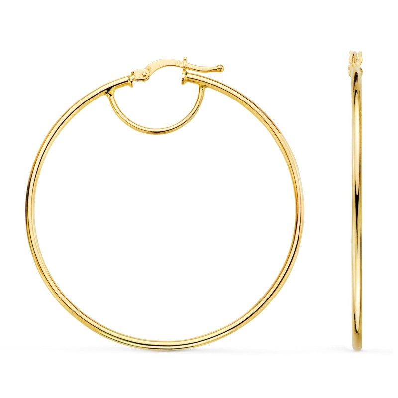 Pendientes Aros Criollas Huecos Redondos Tubo Redondo Oro Amarillo 43 Mm. Grosor 1,5 Mm oro 18k