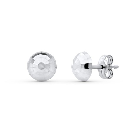 Pendientes Oro Blanco Media Bola Tallada 6 Mm oro 18k