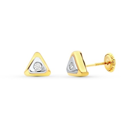 Pendientes Oro Bicolor Triangulo 7X7 Mm oro 18k