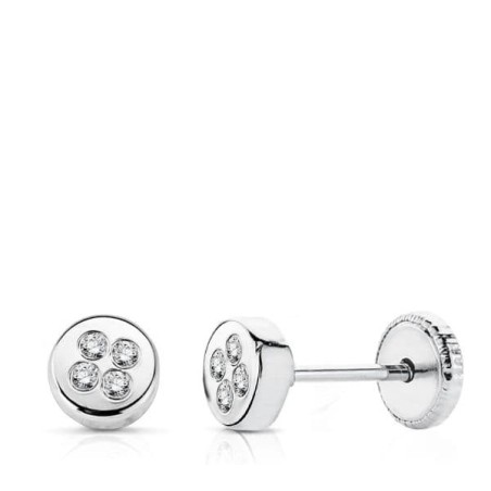 Pendientes Oro Blanco Circonita 4 Mm Tuerca oro 18k