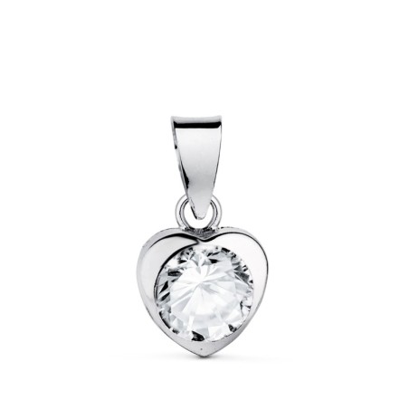 Colgante Oro Blanco Corazon Con Circonita. Medida: 7,5 X 7,5 Mm oro 18k