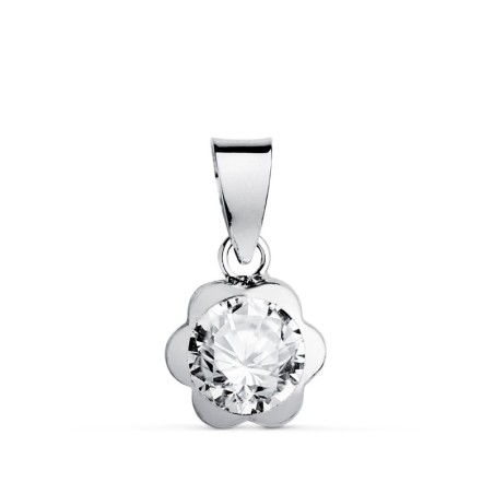 Colgante Oro Blanco Margarita Con Circonita. Medida: 8X7 Mm oro 18k