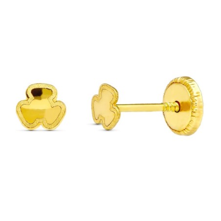 Pendientes Oro Amarillo Trebol. 3.5 Mm Cierre Tuerca oro 18k
