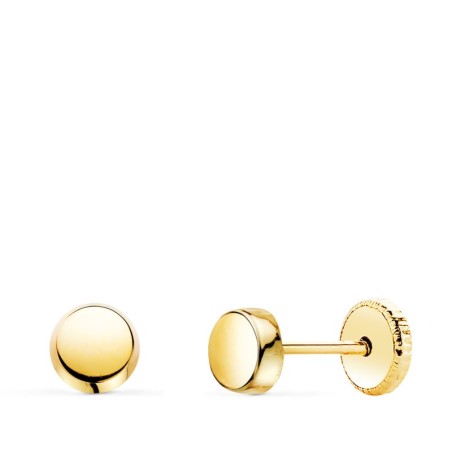 Pendientes Oro Amarillo Redondos Brillo 4,5 Mm. Cierre Tuerca oro 18k