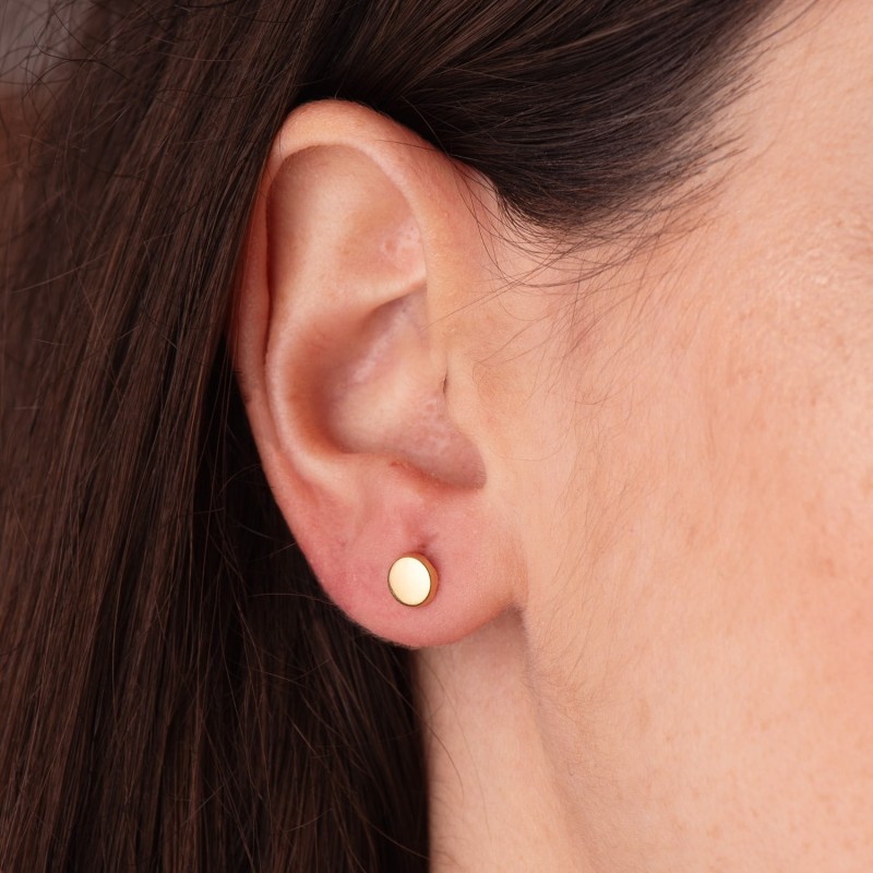 Pendientes Oro Amarillo Redondos Brillo 4,5 Mm. Cierre Tuerca oro 18k