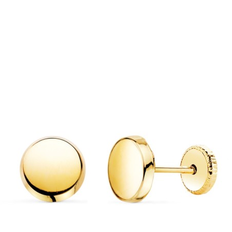 Pendientes Oro Amarillo Redondos Brillo 6,5 Mm. Cierre Tuerca oro 18k