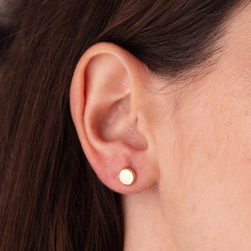 Pendientes Oro Amarillo Redondos Brillo 6,5 Mm. Cierre Tuerca oro 18k