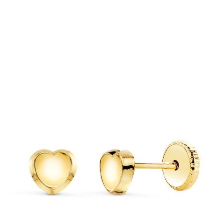Pendientes Oro Amarillo Redondo Concavo En Brillo 5X5 Mm. Cierre Tuerca oro 18k