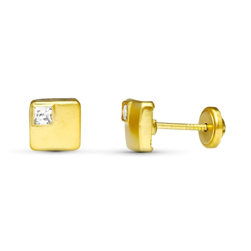 Pendientes Oro Amarillo Tuerca Cuadrados 6X6 Mm oro 18k
