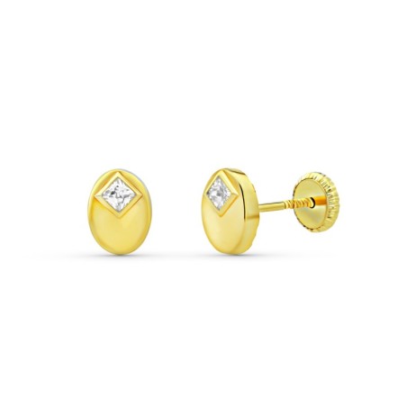 Pendientes Oro Amarillo Oval Circonita 7X5 Mm oro 18k