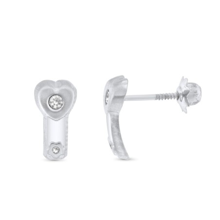 Pendientes Oro Blanco Corazon 11X5 Mm Cierre Tuerca oro 18k