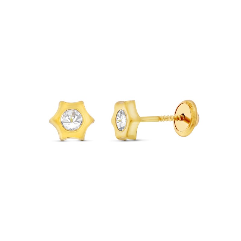 Pendientes Oro Amarillo Estrella 6X5 Mm Cierre Tuerca oro 18k