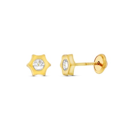 Pendientes Oro Amarillo Estrella 6X5 Mm Cierre Tuerca oro 18k