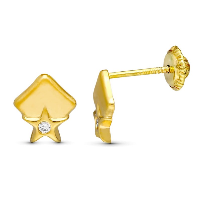 Pendientes Oro Amarillo Rombos 8X7 Mm Cierre Tuerca oro 18k