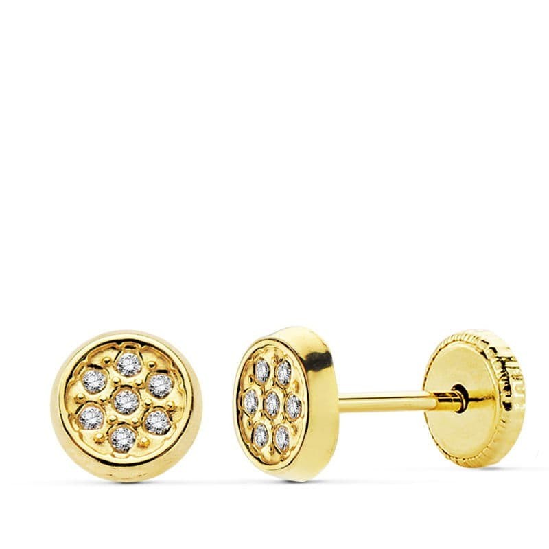 Pendientes Oro Amarillo Circonita Tuerca 5.5 Mm oro 18k