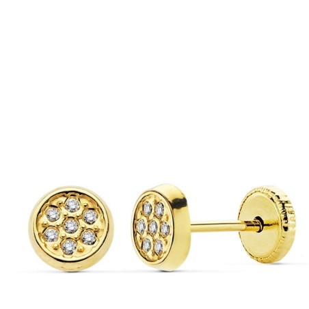 Pendientes Oro Amarillo Circonita Tuerca 5.5 Mm oro 18k