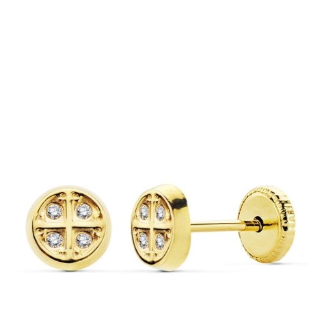 Pendientes Oro Amarillo Circonita Tuerca 5.5 Mm oro 18k