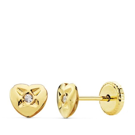 Pendientes Oro Amarillo Corazon 5X4.5 Mm Cierre Tuerca oro 18k