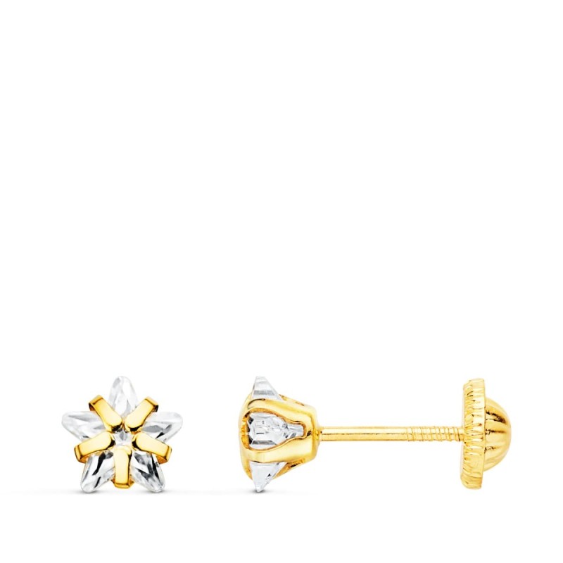 Pendientes Oro Amarillo Circonita Estrella 5X5 Mm Cierre Tuerca oro 18k